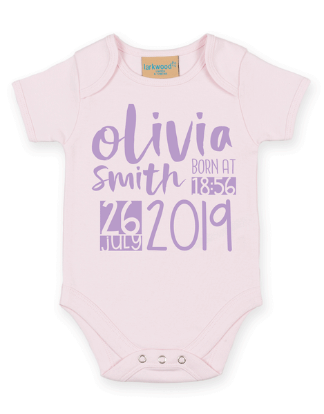 Personalised Announcement Babygrow - Custom Name and Date