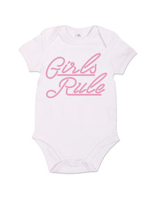 Girls Rule - Babygrow - White