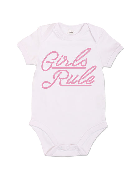 Girls Rule - Babygrow - White