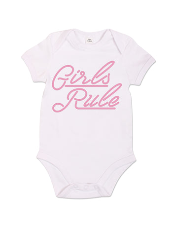 Girls Rule - Babygrow - White