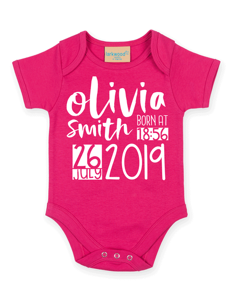 Personalised Announcement Babygrow - Custom Name and Date