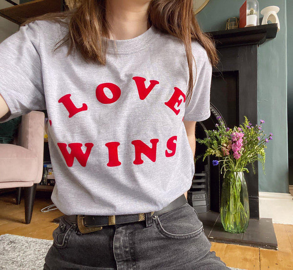 Love Wins - Velvet Flock - Unisex T-Shirt - available in Adults and Kids sizes