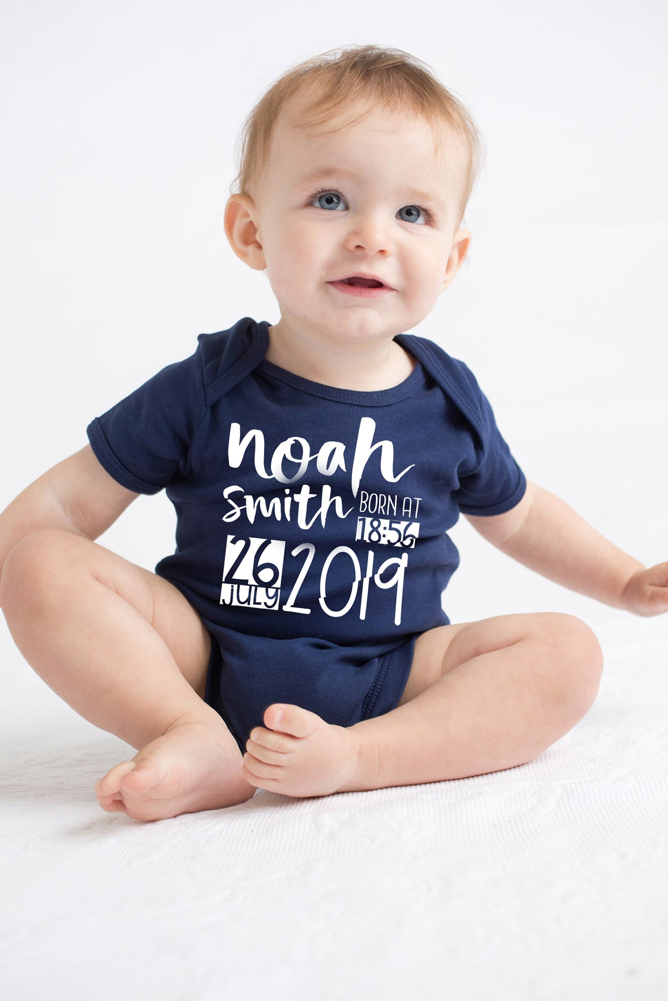 Personalised Announcement Babygrow - Custom Name and Date