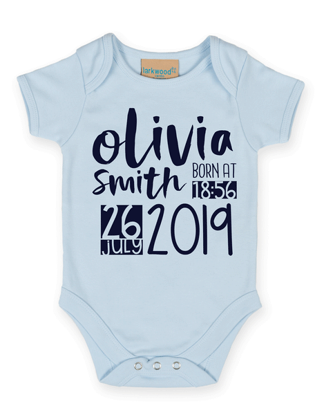Personalised Announcement Babygrow - Custom Name and Date