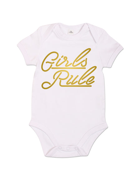 Girls Rule - Babygrow - White