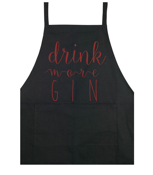 Drink More Gin - Apron - Black