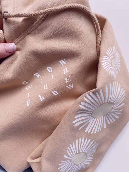 Grow With The Flow - Unisex Fit Sleeve Detail Hooded Sweater