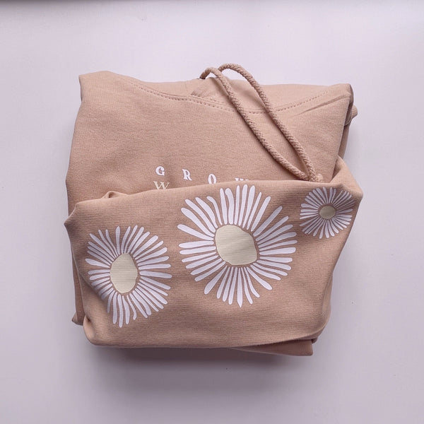 Grow With The Flow - Unisex Fit Sleeve Detail Hooded Sweater