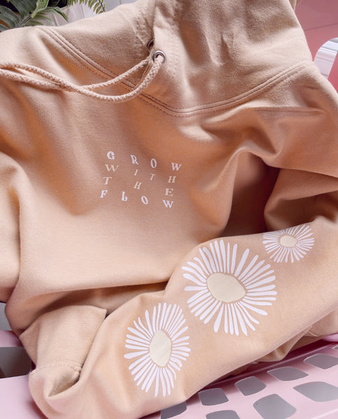Grow With The Flow - Unisex Fit Sleeve Detail Hooded Sweater