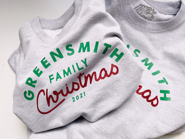 Personalised 'Family Name' Christmas Sweaters