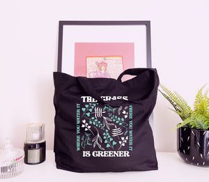 The Grass Is Greener Where You Water It - Large Cotton Tote Bag