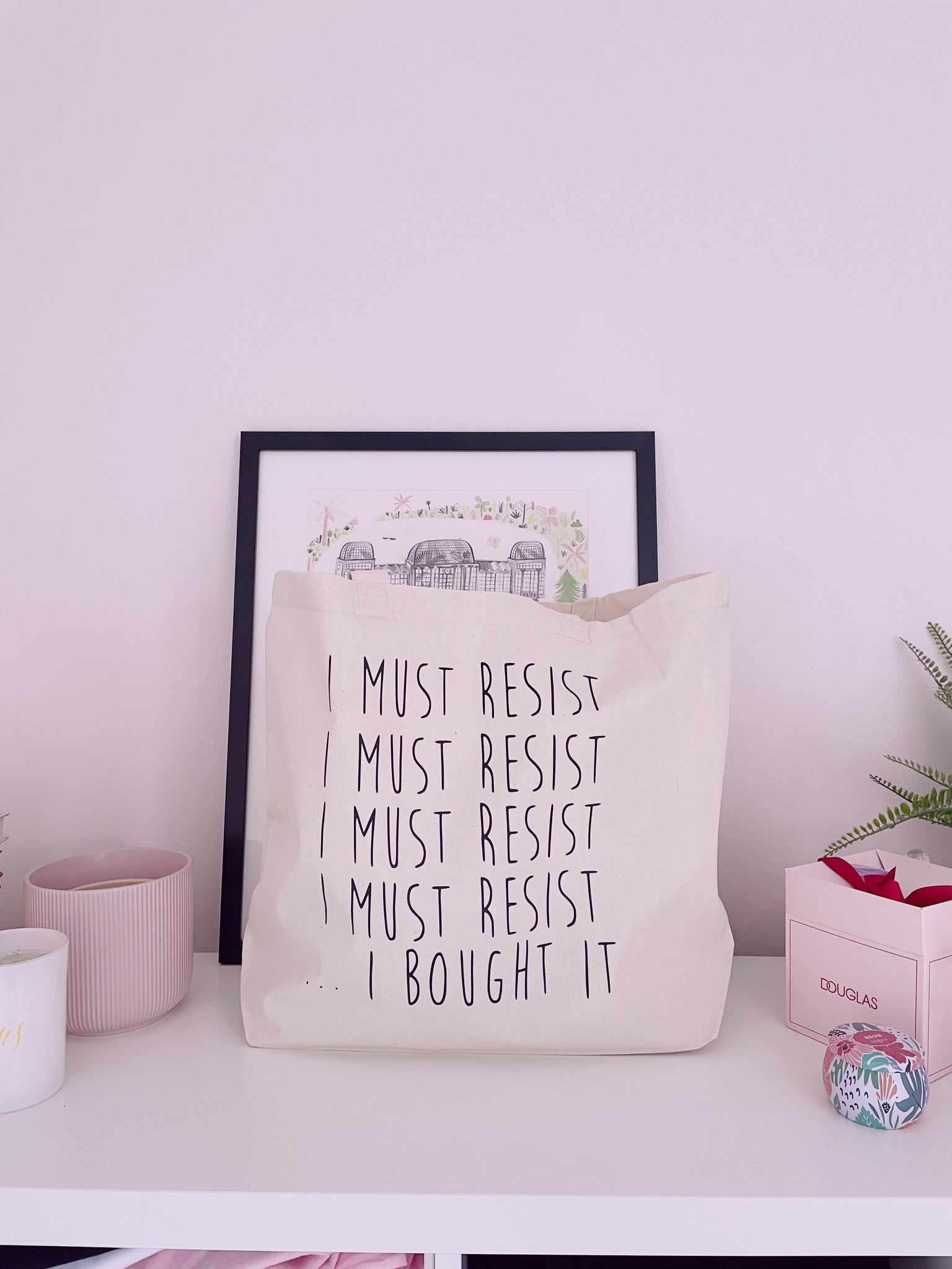 I Must Resist... I Bought It - Large Canvas Tote Bag-Kelham Print