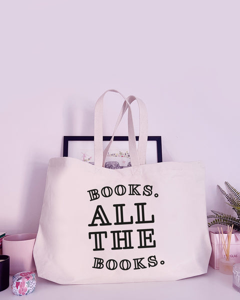 Books. All The Books. - Super Huge Canvas Tote Bag