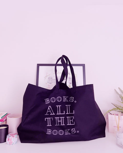 Books. All The Books. - Super Huge Canvas Tote Bag