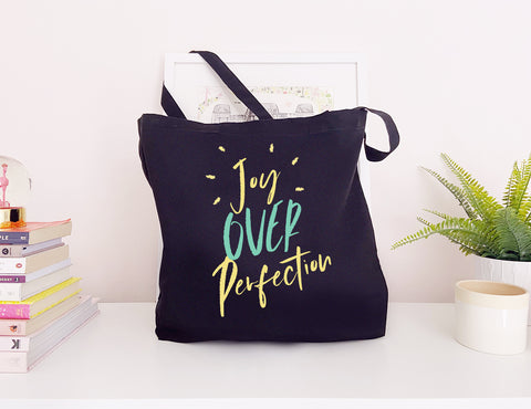 Joy Over Perfection - Large Canvas Tote Bag
