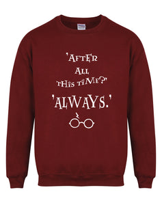 After All This Time, Always - Unisex Fit Sweater - Maroon-Leoras Attic-Kelham Print