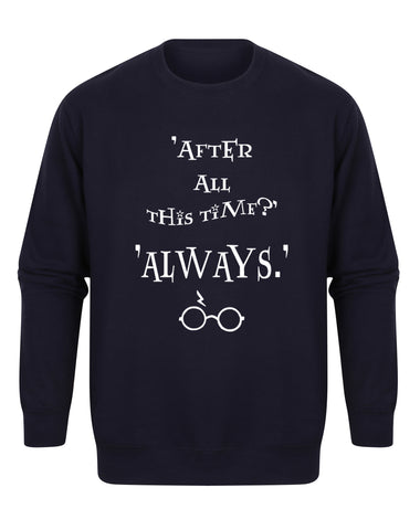 'After All This Time, Always' - Unisex Fit Sweater - Navy-Leoras Attic-Kelham Print