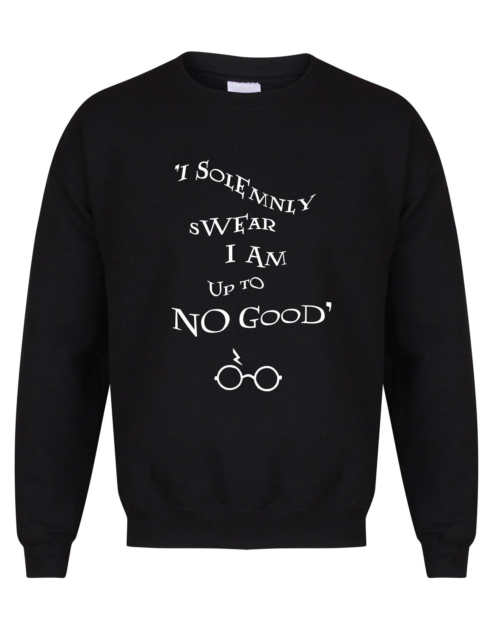 I Solemnly Swear I Am Upto No Good - Unisex Fit Sweater - Black-Leoras Attic-Kelham Print