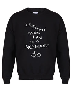 I Solemnly Swear I Am Upto No Good - Unisex Fit Sweater - Black-Leoras Attic-Kelham Print