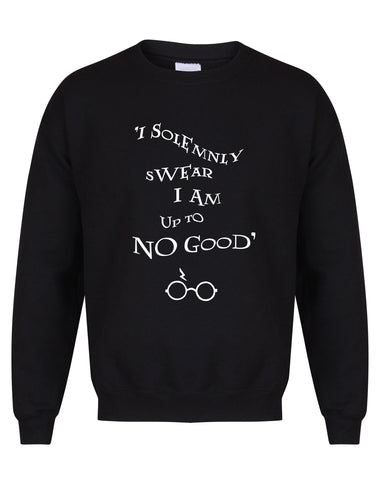 I Solemnly Swear I Am Upto No Good - Unisex Fit Sweater - Black-Leoras Attic-Kelham Print