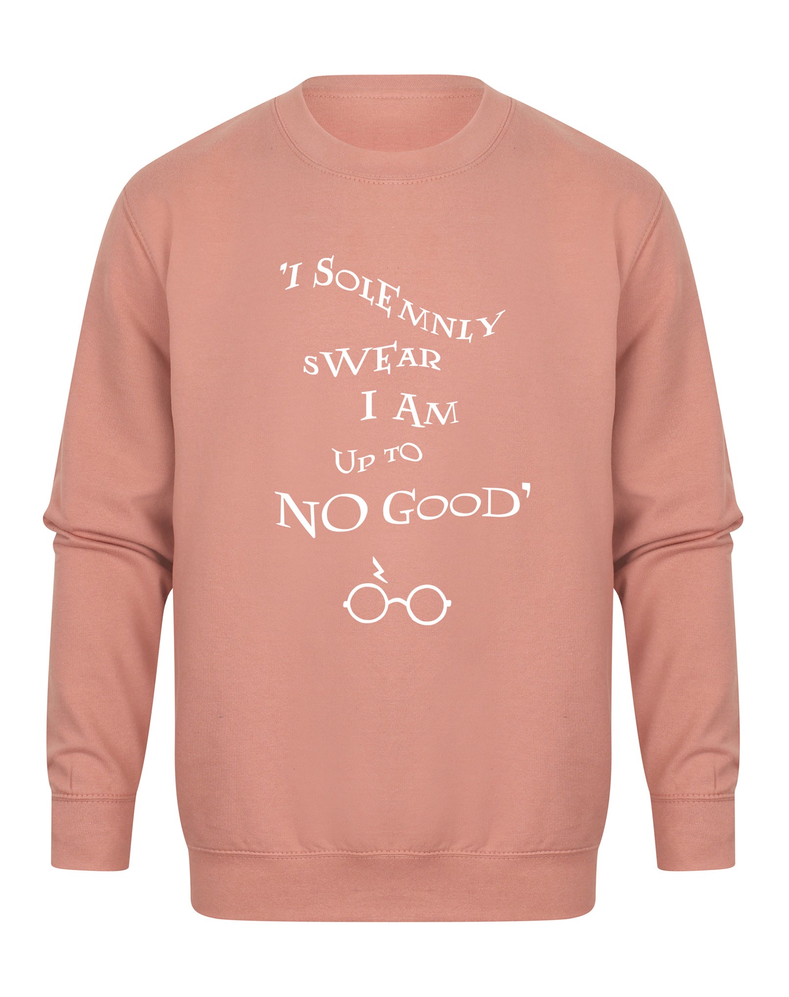 I Solemnly Swear I Am Upto No Good - Unisex Fit Sweater - Dusky Pink-Leoras Attic-Kelham Print