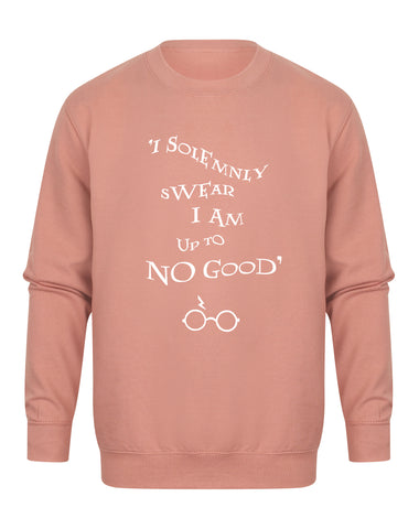 I Solemnly Swear I Am Upto No Good - Unisex Fit Sweater - Dusky Pink-Leoras Attic-Kelham Print