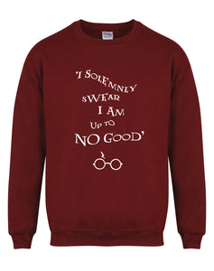 I Solemnly Swear I Am Upto No Good - Unisex Fit Sweater - Maroon-Leoras Attic-Kelham Print