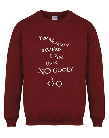 I Solemnly Swear I Am Upto No Good - Unisex Fit Sweater - Maroon-Leoras Attic-Kelham Print