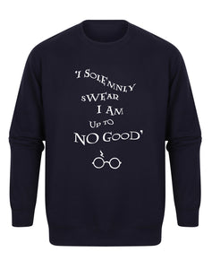 I Solemnly Swear I Am Upto No Good - Unisex Fit Sweater - Navy-Leoras Attic-Kelham Print