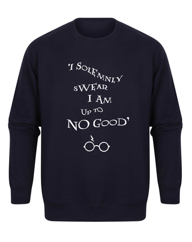 I Solemnly Swear I Am Upto No Good - Unisex Fit Sweater - Navy-Leoras Attic-Kelham Print