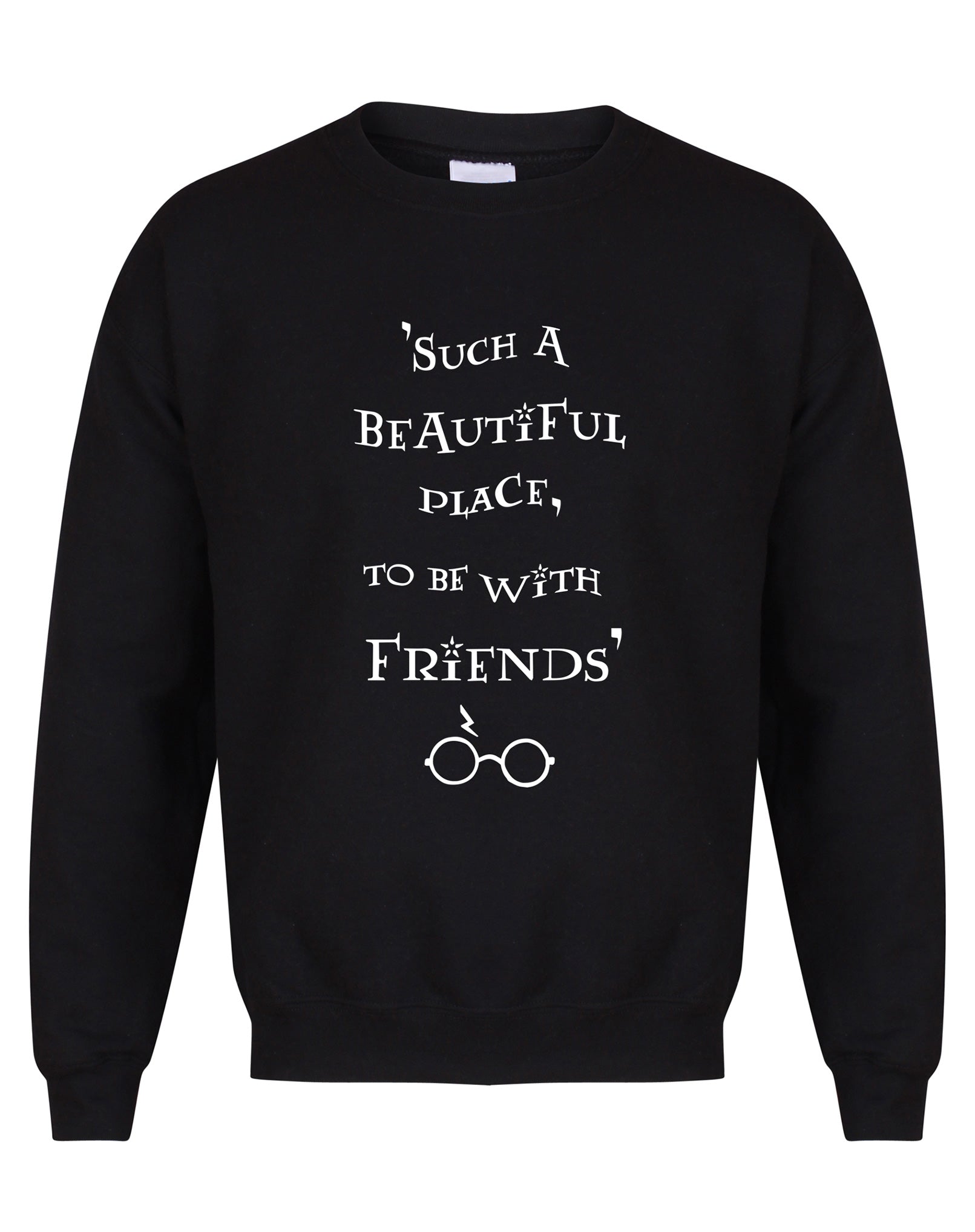Such A Beautiful Place To Be With Friends - Unisex Fit Sweater - Black-Leoras Attic-Kelham Print