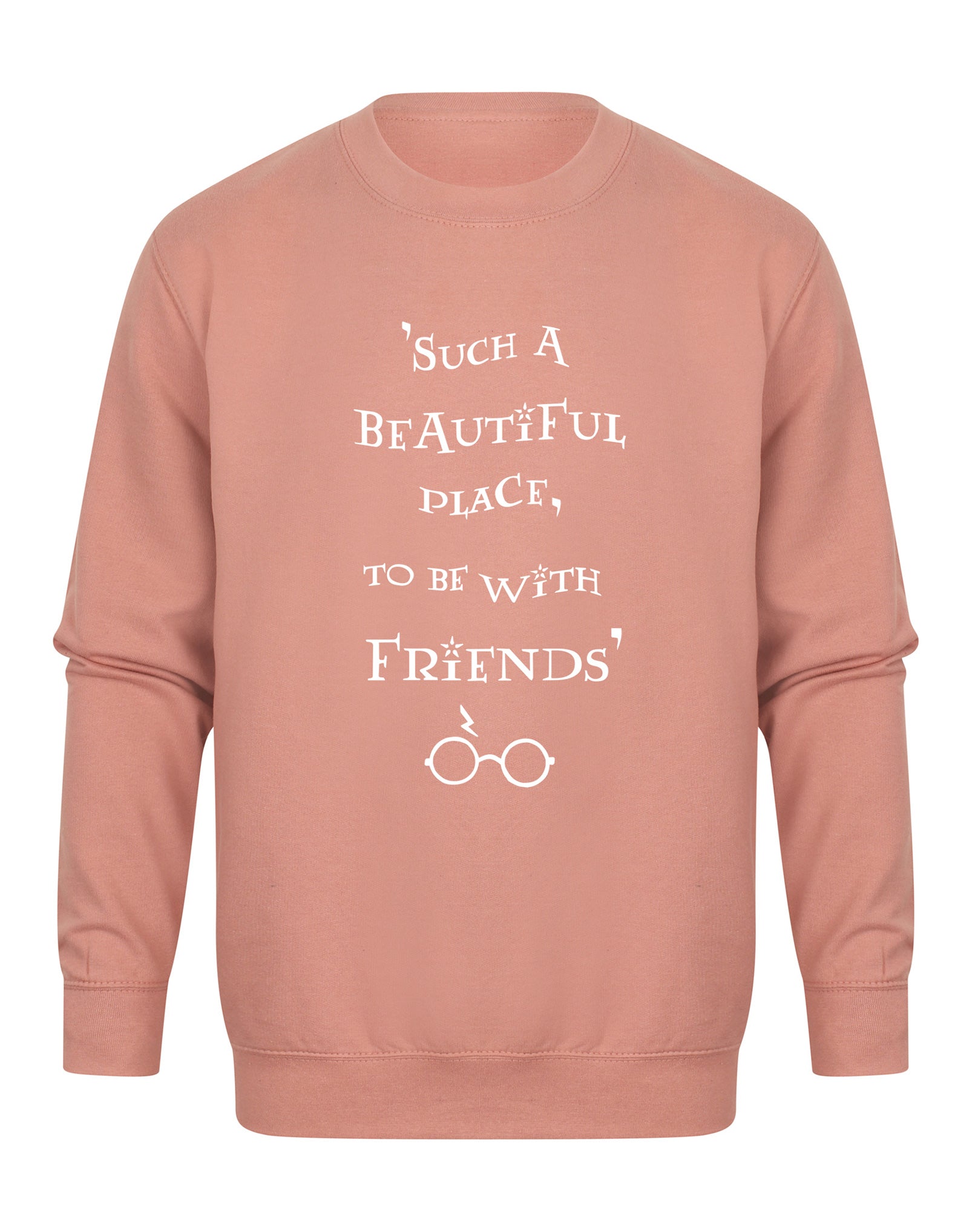 Such A Beautiful Place To Be With Friends - Unisex Fit Sweater - Dusky Pink-Leoras Attic-Kelham Print