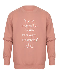 Such A Beautiful Place To Be With Friends - Unisex Fit Sweater - Dusky Pink-Leoras Attic-Kelham Print
