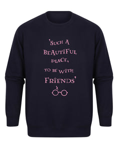 Such A Beautiful Place To Be With Friends - Unisex Fit Sweater - Navy-Leoras Attic-Kelham Print