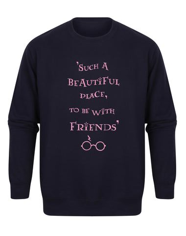 Such A Beautiful Place To Be With Friends - Unisex Fit Sweater - Navy-Leoras Attic-Kelham Print