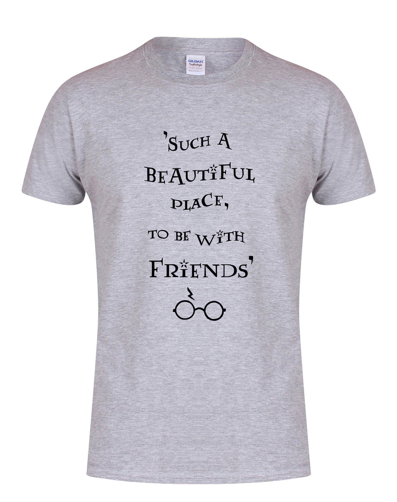 Such A Beautiful Place To Be With Friends - Grey - Unisex T-Shirt-Leoras Attic-Kelham Print