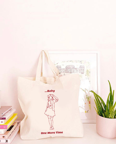 Baby One More Time - Large Canvas Tote Bag-Kelham Print