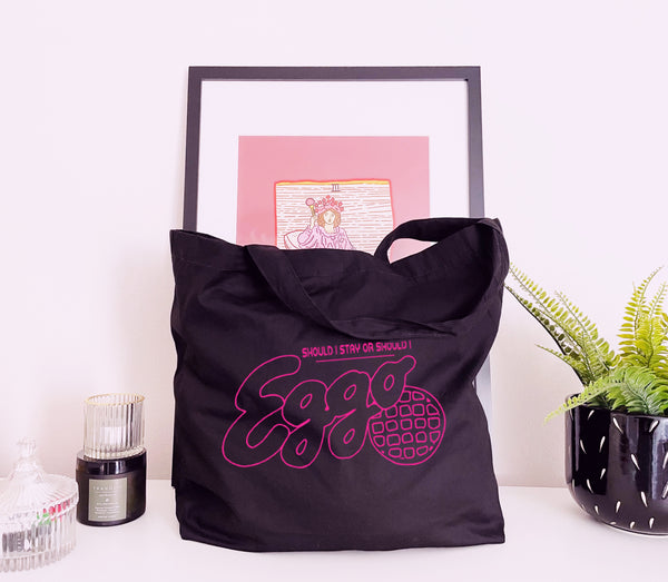 Should I Stay or Should I Eggo - Large Canvas Tote Bag