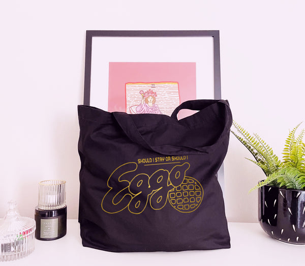 Should I Stay or Should I Eggo - Large Canvas Tote Bag