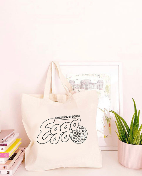 Should I Stay or Should I Eggo - Large Canvas Tote Bag