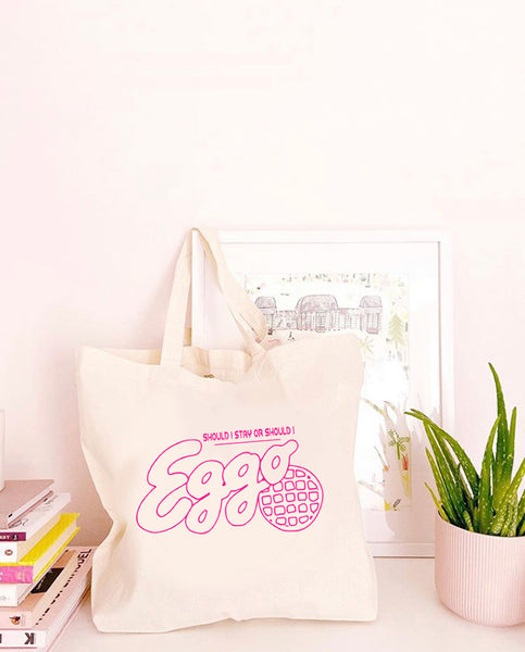 Should I Stay or Should I Eggo - Large Canvas Tote Bag