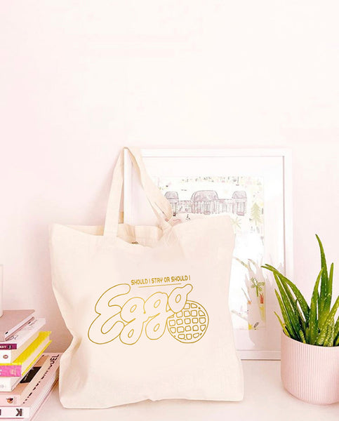 Should I Stay or Should I Eggo - Large Canvas Tote Bag