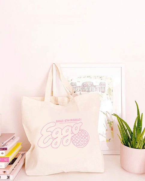 Should I Stay or Should I Eggo - Large Canvas Tote Bag