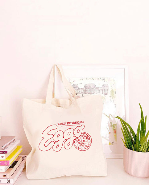 Should I Stay or Should I Eggo - Large Canvas Tote Bag
