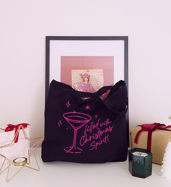 Filled with Christmas Spirit - Large Canvas Tote Bag