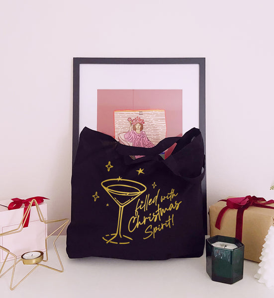Filled with Christmas Spirit - Large Canvas Tote Bag