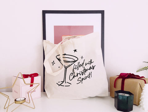 Filled with Christmas Spirit - Large Canvas Tote Bag