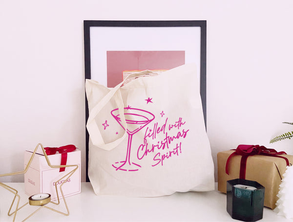 Filled with Christmas Spirit - Large Canvas Tote Bag