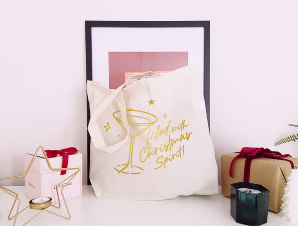 Filled with Christmas Spirit - Large Canvas Tote Bag