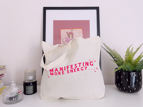 Manifesting More Energy... - Large Canvas Tote Bag
